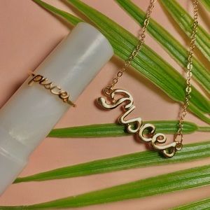 Pisces zodiac sign necklace and ring set